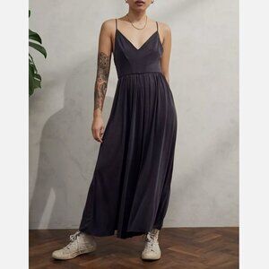 Urban Outfitters Silence + Noise Charcoal Wide Leg Molly Cupro Culotte Jumpsuit